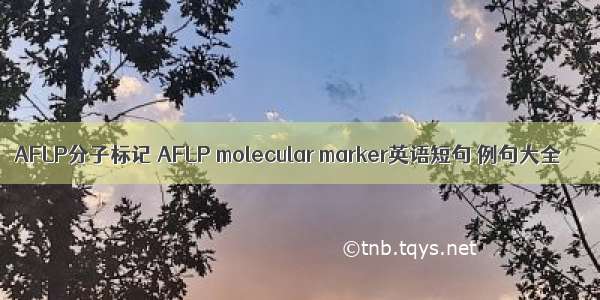AFLP分子标记 AFLP molecular marker英语短句 例句大全