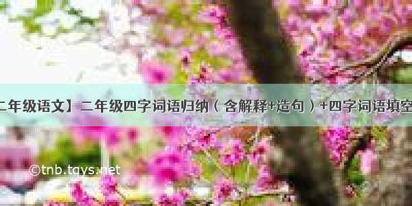 【二年级语文】二年级四字词语归纳（含解释+造句）+四字词语填空练习