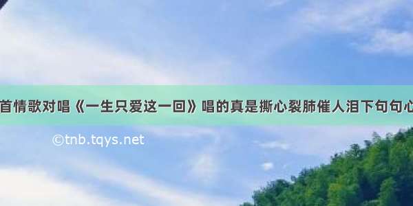 一首情歌对唱《一生只爱这一回》唱的真是撕心裂肺催人泪下句句心酸