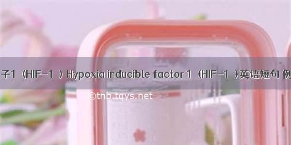 缺氧诱导因子1α(HIF-1α) Hypoxia inducible factor 1α(HIF-1α)英语短句 例句大全