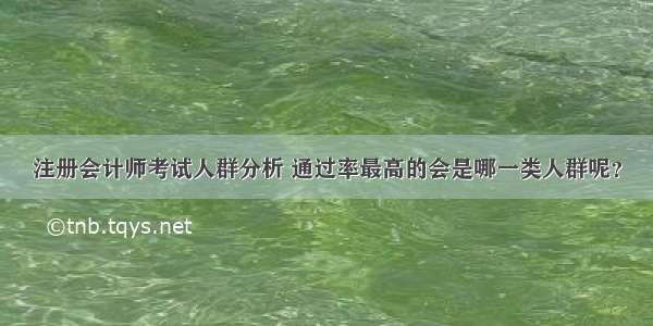 注册会计师考试人群分析 通过率最高的会是哪一类人群呢？