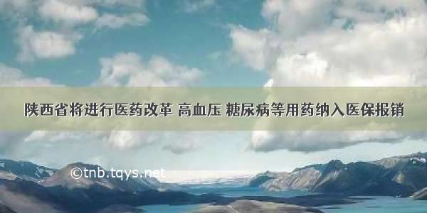 陕西省将进行医药改革 高血压 糖尿病等用药纳入医保报销