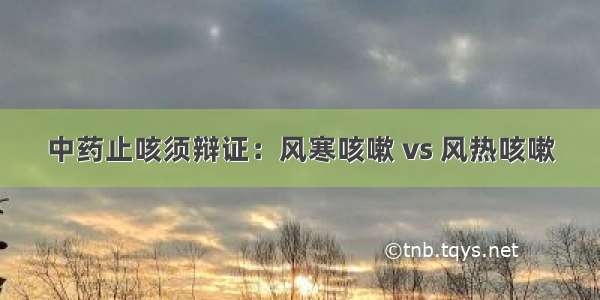 中药止咳须辩证：风寒咳嗽 vs 风热咳嗽