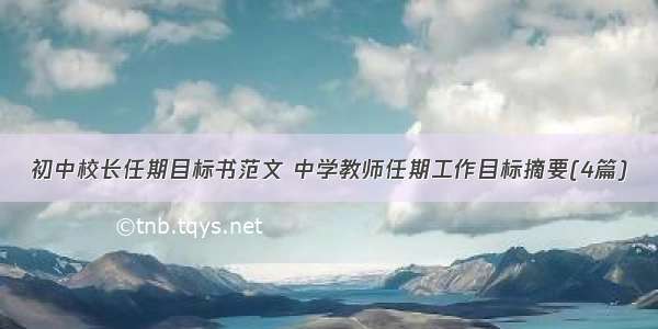 初中校长任期目标书范文 中学教师任期工作目标摘要(4篇)