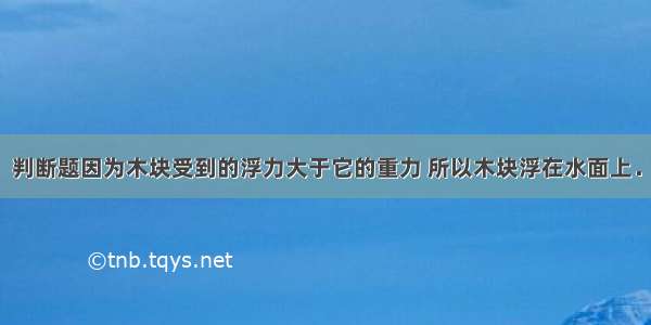 判断题因为木块受到的浮力大于它的重力 所以木块浮在水面上．