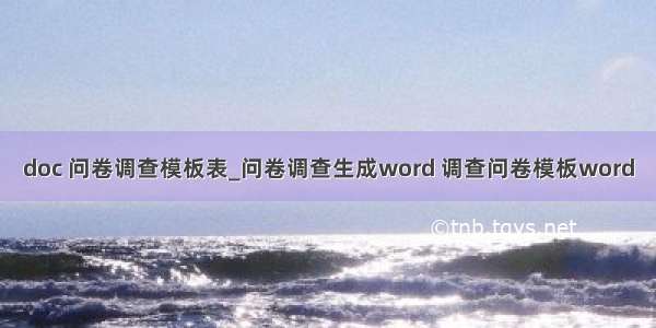 doc 问卷调查模板表_问卷调查生成word 调查问卷模板word