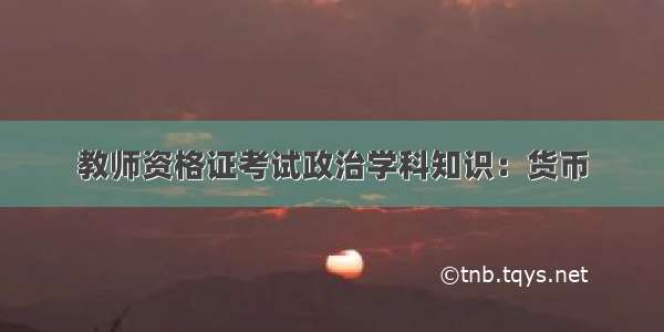 教师资格证考试政治学科知识：货币