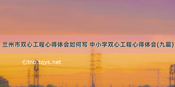 兰州市双心工程心得体会如何写 中小学双心工程心得体会(九篇)