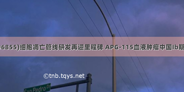 亚盛医药-B(06855)细胞凋亡管线研发再迎里程碑 APG-115血液肿瘤中国Ib期临床研究完成