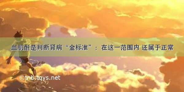 血肌酐是判断肾病“金标准”：在这一范围内 还属于正常