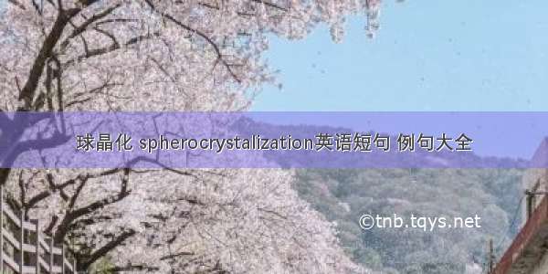 球晶化 spherocrystalization英语短句 例句大全