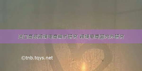 进口商品跨境电商模式研究 跨境电商国内外研究