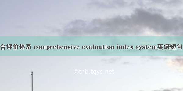 多指标综合评价体系 comprehensive evaluation index system英语短句 例句大全