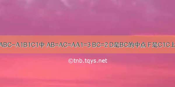 16 在直三棱柱ABC-A1B1C1中 AB=AC=AA1=3 BC=2 D是BC的中点 F是C1C上一点 且CF=2