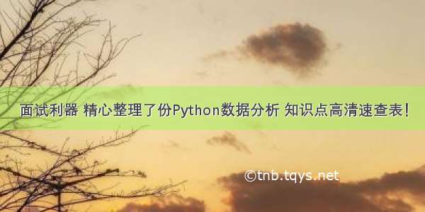 面试利器 精心整理了份Python数据分析 知识点高清速查表！