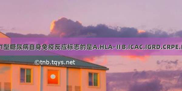 下列可作为1型糖尿病自身免疫反应标志的是A.HLA-ⅡB.ICAC.IGRD.CRPE.ENAABCDE