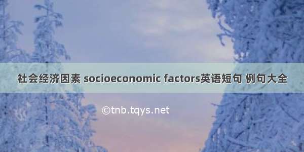 社会经济因素 socioeconomic factors英语短句 例句大全