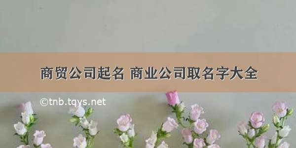 商贸公司起名 商业公司取名字大全