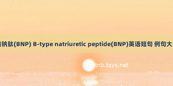 脑钠肽(BNP) B-type natriuretic peptide(BNP)英语短句 例句大全
