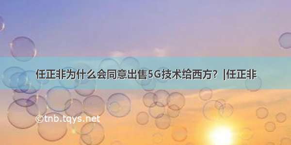 任正非为什么会同意出售5G技术给西方？|任正非