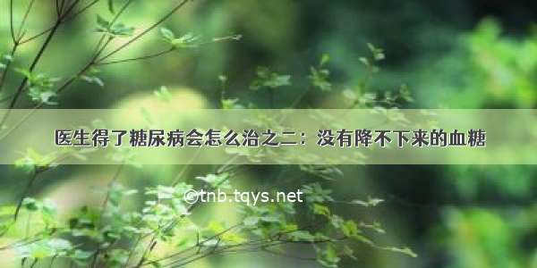 医生得了糖尿病会怎么治之二：没有降不下来的血糖