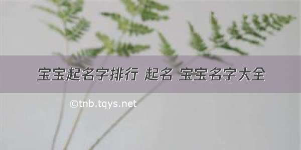 宝宝起名字排行 起名 宝宝名字大全