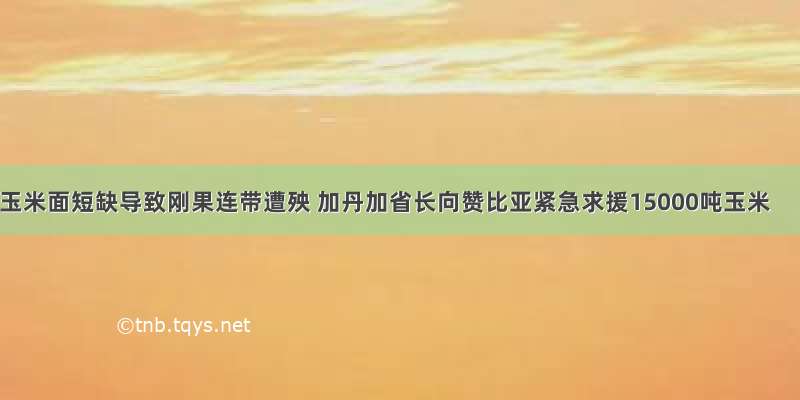 玉米面短缺导致刚果连带遭殃 加丹加省长向赞比亚紧急求援15000吨玉米