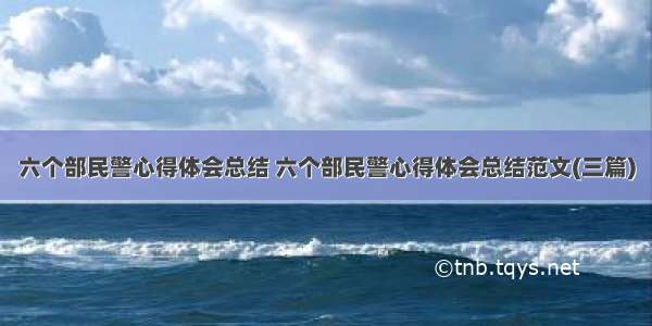 六个部民警心得体会总结 六个部民警心得体会总结范文(三篇)