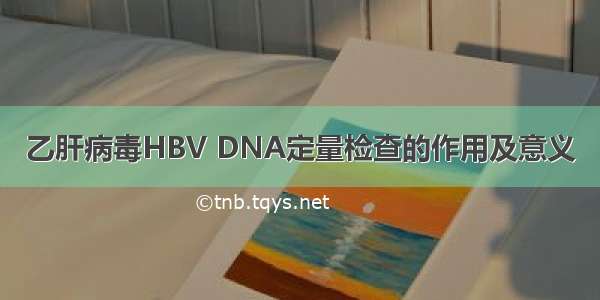 乙肝病毒HBV DNA定量检查的作用及意义