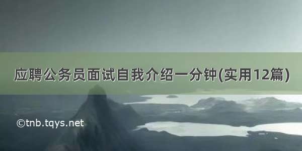 应聘公务员面试自我介绍一分钟(实用12篇)