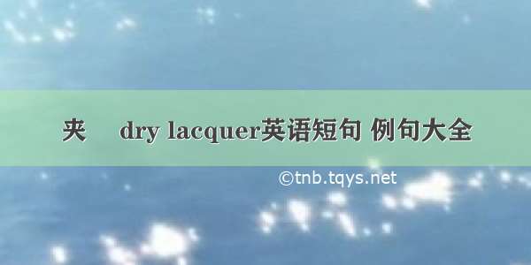 夹纻 dry lacquer英语短句 例句大全