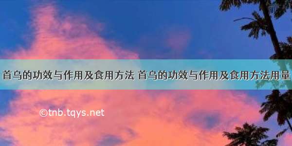 首乌的功效与作用及食用方法 首乌的功效与作用及食用方法用量