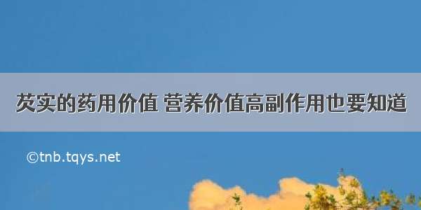 芡实的药用价值	营养价值高副作用也要知道