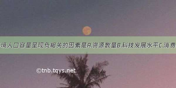 单选题与环境人口容量呈现负相关的因素是A.资源数量B.科技发展水平C.消费水平D.人类