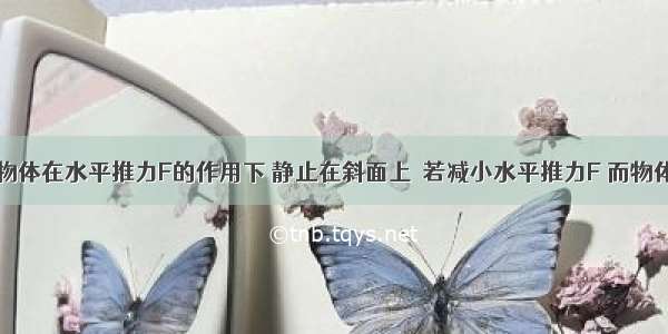 如图所示 物体在水平推力F的作用下 静止在斜面上．若减小水平推力F 而物体仍保持静