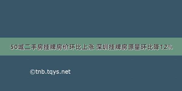 50城二手房挂牌房价环比上涨 深圳挂牌房源量环比降12%