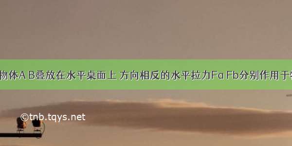 如图所示 物体A B叠放在水平桌面上 方向相反的水平拉力Fa Fb分别作用于物体A B上