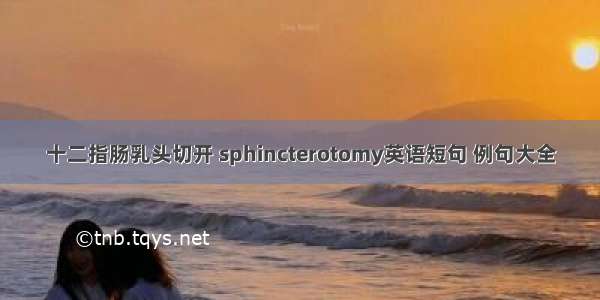 十二指肠乳头切开 sphincterotomy英语短句 例句大全