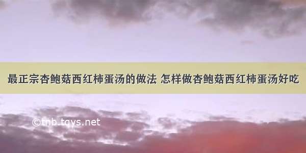 最正宗杏鲍菇西红柿蛋汤的做法 怎样做杏鲍菇西红柿蛋汤好吃