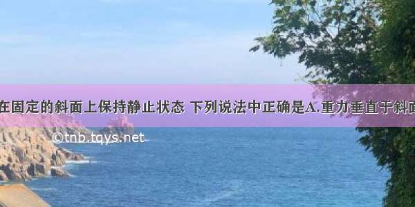 单选题物体在固定的斜面上保持静止状态 下列说法中正确是A.重力垂直于斜面向下的分力