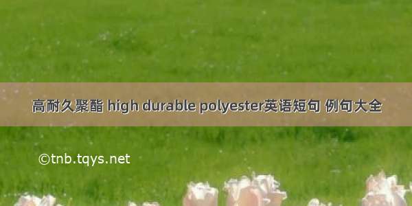 高耐久聚酯 high durable polyester英语短句 例句大全