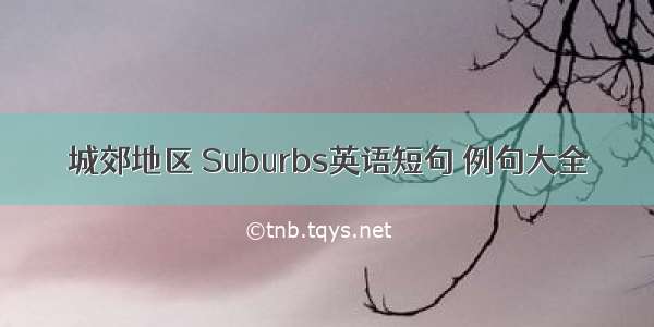 城郊地区 Suburbs英语短句 例句大全