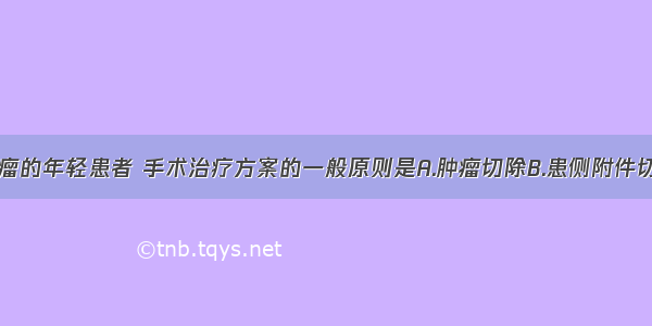 卵巢良性肿瘤的年轻患者 手术治疗方案的一般原则是A.肿瘤切除B.患侧附件切除C.患侧卵