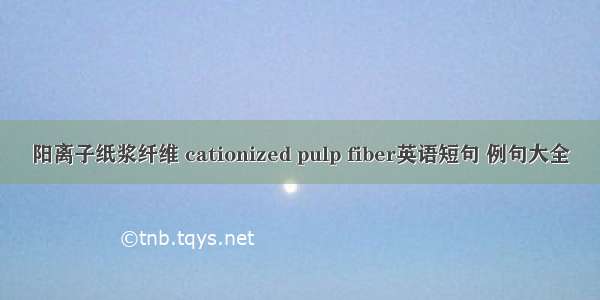 阳离子纸浆纤维 cationized pulp fiber英语短句 例句大全