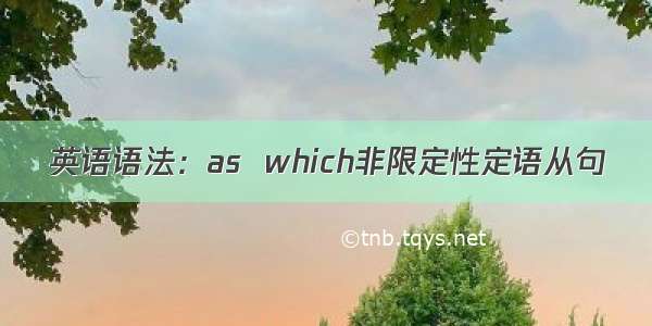 英语语法：as  which非限定性定语从句