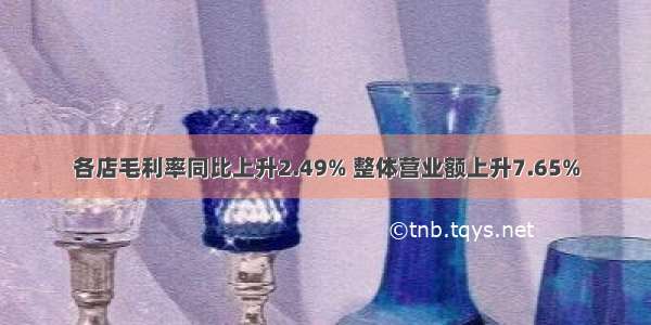 各店毛利率同比上升2.49% 整体营业额上升7.65%