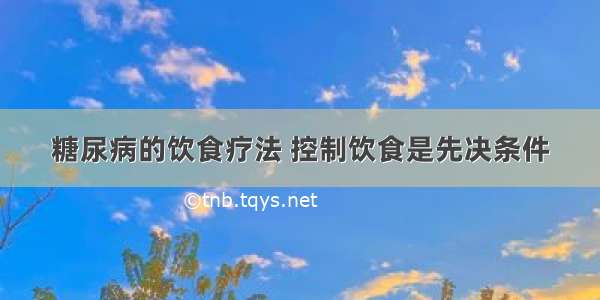 糖尿病的饮食疗法 控制饮食是先决条件