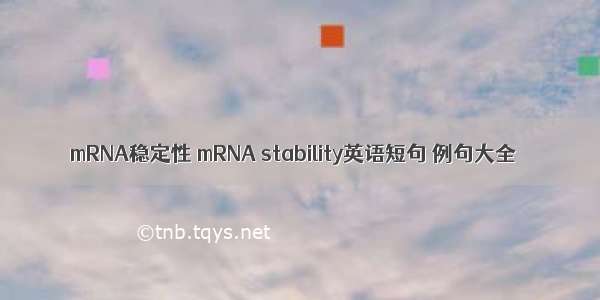 mRNA稳定性 mRNA stability英语短句 例句大全