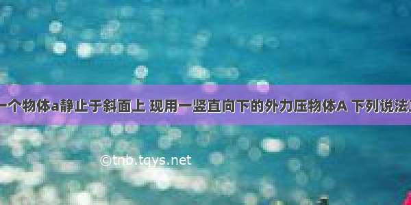 如图所示 一个物体a静止于斜面上 现用一竖直向下的外力压物体A 下列说法正确的是A.