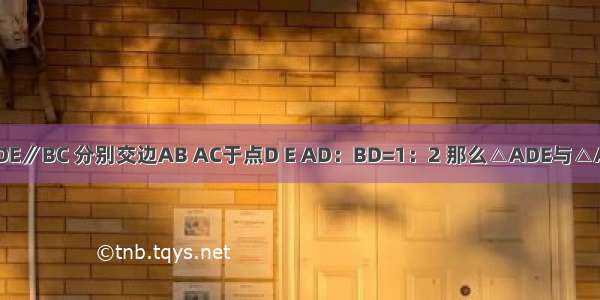 在△ABC中 DE∥BC 分别交边AB AC于点D E AD：BD=1：2 那么△ADE与△ABC面积的比